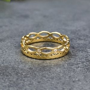 🦋LAST🦋 NWT Lovoda Layered Gold-Plated and Crystal Ring, Size 8